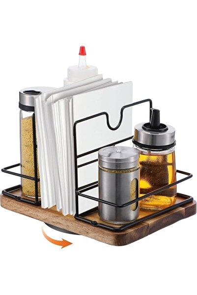 Yelajoy Rotating Wood Napkin Holder Vertical Paper Dispenser
