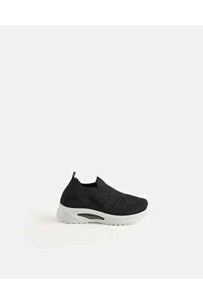 REDTAG Girls Black Flyknit Slip On Sneakers
