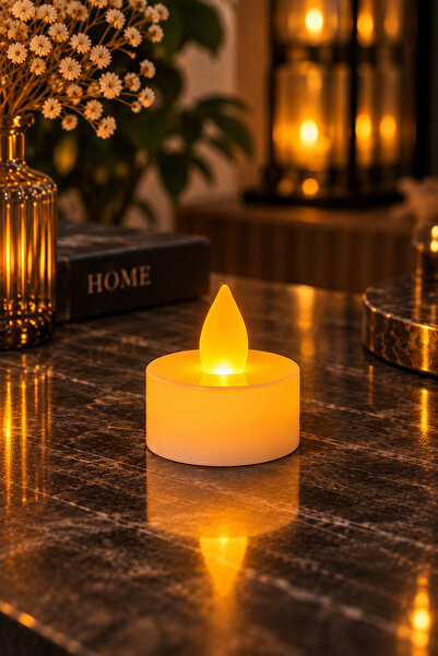 İnterlife Pilli Led Mum Tealight Dekoratif Oda ve Masa Süsleme Mumu | PİLLİ G...