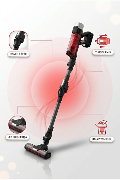 TEFAL X-Force Kablosuz Dikey Süpürge Evcil Hayvan Tüyü ve Saç Toplayıcı Esnek...