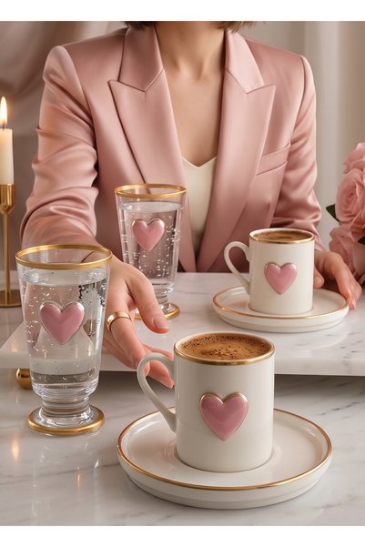 REGNA HOME Fine Living Love Pempe 2-Person 6-Piece Coffee Cup Set with Decorated Cups