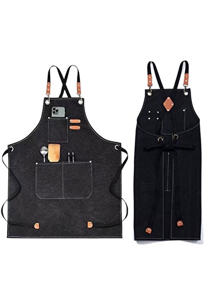 ANYUAN Chef Apron with Large Pockets, Adjustable Cross Back Cooking Apron, Wa...