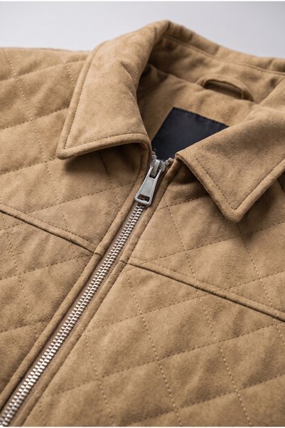 LUMAST Baklava Patterned Padded Suede Jacket/Mantle