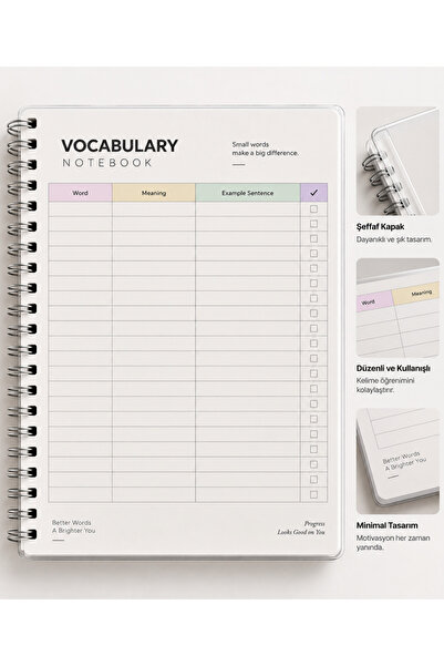 Atölye Prana A4 İngilizce Kelime Defteri 40 Sayfa | Vocabulary Notebook | Kel...
