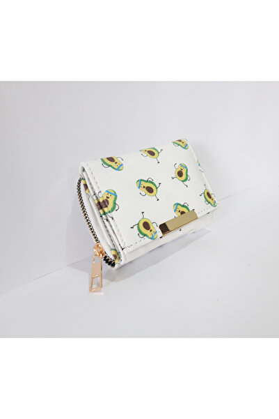 renkli çiçekler Children's Wallet 11X8X4 cm White Avocado Patterned Children'...