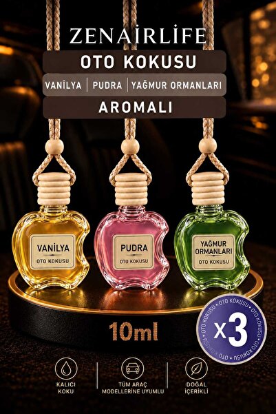 hauswert 3lü Set Oto Araç Kokusu Vanilya - Yağmur Ormanları - Pudra Aromalı A...