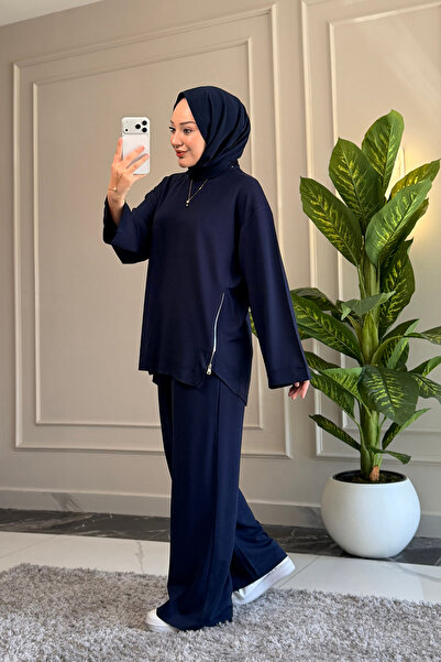 Suede Style 6655 - طقم نسائي أنيق ومريح من القماش المودال مع تفاصيل سحاب