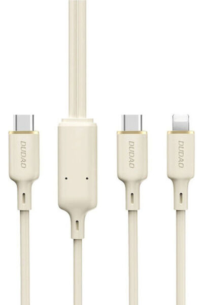 DUDAO Κανονικό καλώδιο USB σε Lightning, Type-C, micro USB, μπεζ, 1,2μ.