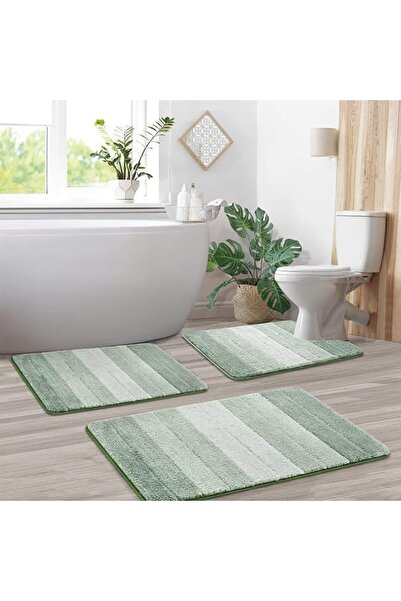 GENERAL 3 Pcs Bathroom Rug Mat, Super Absorbent Bath Mat Anti Slip U-Shaped T...