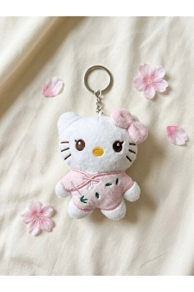 Genel Markalar 7 cm mini boy çiçek detaylı Hello kitty Pelus anahtarlik