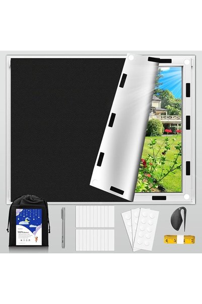 TIKHOME Blackout Blind, 400 x 145CM No Drill Blackout Blinds for Bedroom, Por...