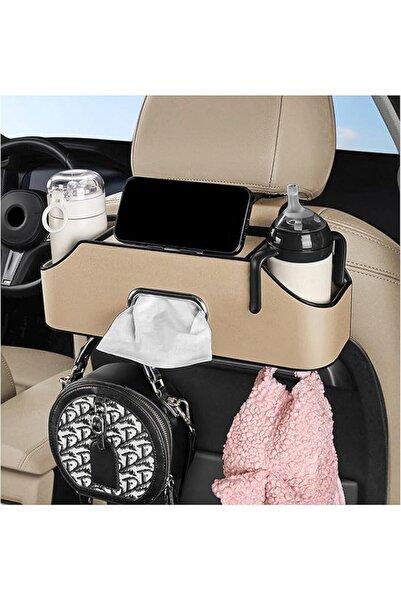 GENERAL Car Seat Back Organizer with 2 Drink Cup Holder - Tissue Box and Stor...