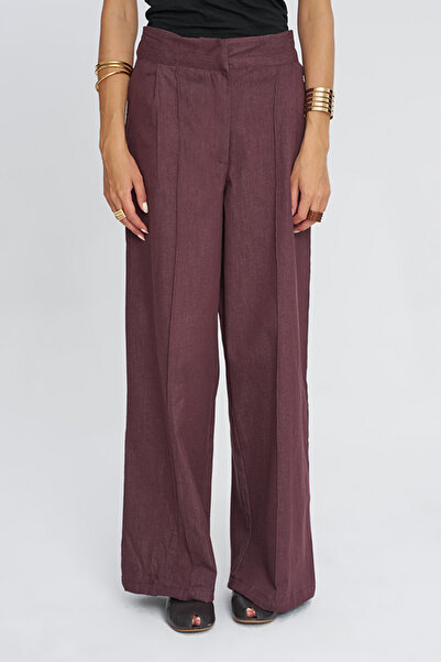 Orfeo Negro Women's Wide-Leg Stretchy Pants with Front Seam Detail