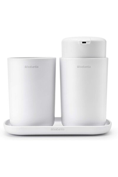Brabantia طقم إكسسوارات الحمام من رينيو مكون من 3 قطع، وعاء للصابون، وحاوية ل...