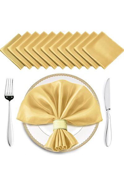 GENERAL Satin Napkins, Gold Square Soft Table Dinner Napkins, Silky Cloth Nap...