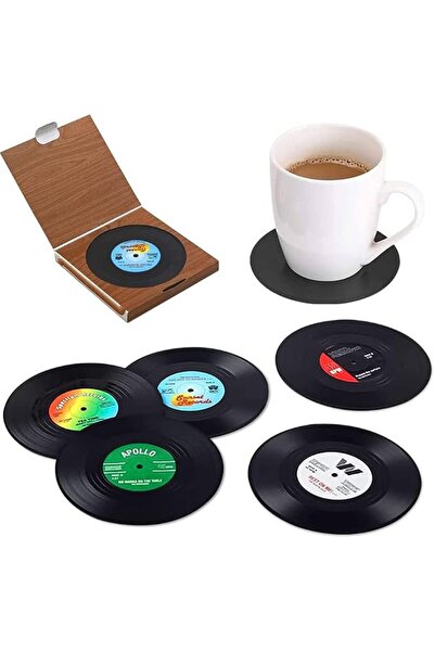 bolivia's Coasters for Drinks, 6 Pack Gift Box Retro Disk Vinyl Record CD Coa...