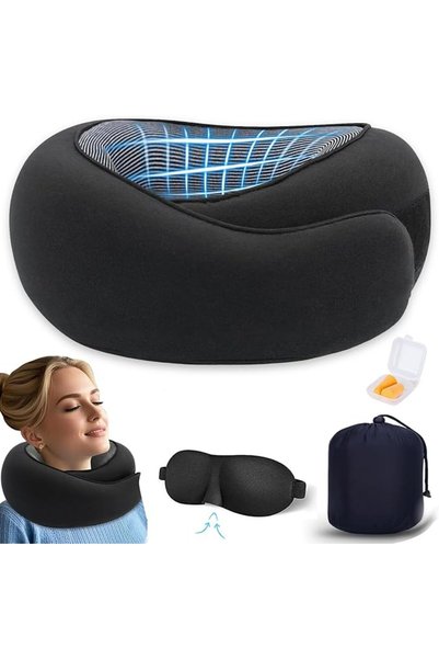 Yoawllty وسادة سفر، وسادة رقبة للسفر Wander Plus مع أقنعة للعين وسدادات أذن، ...