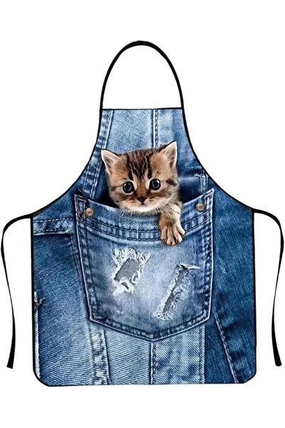 Oshima Tsubaki Chef Apron, Waterproof Apron, 3D Printing Cute Cat Kitchen Apr...