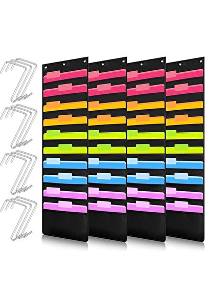 Yelajoy 4 Pack Hanging Wall File Organizer, Storage Pocket Chart, over Door H...
