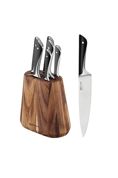 TEFAL Jamie Oliver 7 parçalı bıçak bloğu, 6 mutfak bıçağı + akasya ağacı bıça...