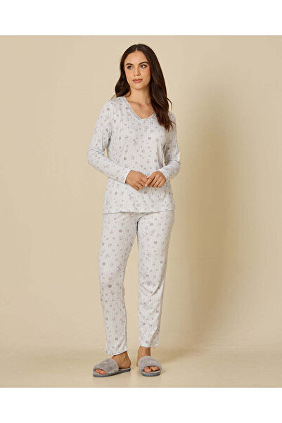 REDTAG Women Blue Ditsy Print Pyjama Set