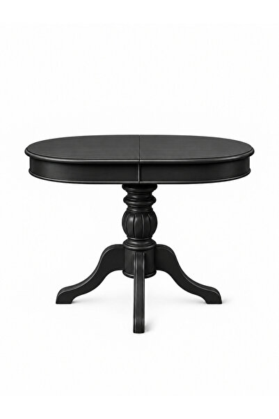 silla Baba Ayaklı Masa Ahşap Oval Siyah Renkli Açılır Masa (BOY 80 CM/EN 120 CM)