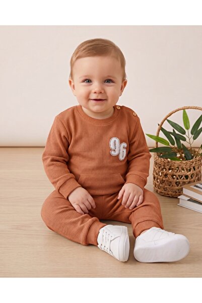 Egelite بدلة أطفال كاجوال بأكمام طويلة من قماش الوافل المطرز للأطفال الرضع 96...