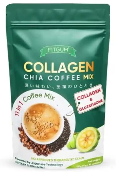 Fitgum قهوة سريعة التحضير، مسحوق قهوة محمصة خفيفة مع خليط الشيا والكولاجين وا...