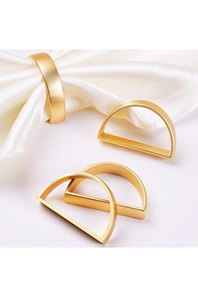 Yelajoy 4 PCS Gold Napkin Rings, Semicircle Serviette Holder, Metal Napkin Bu...