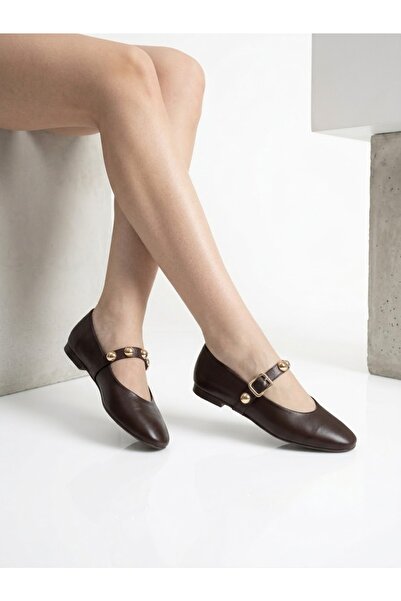 FİNTAS Ayağınıza Gelen Moda Women's Brown Buckle Ballerinas – Stylish Casual ...