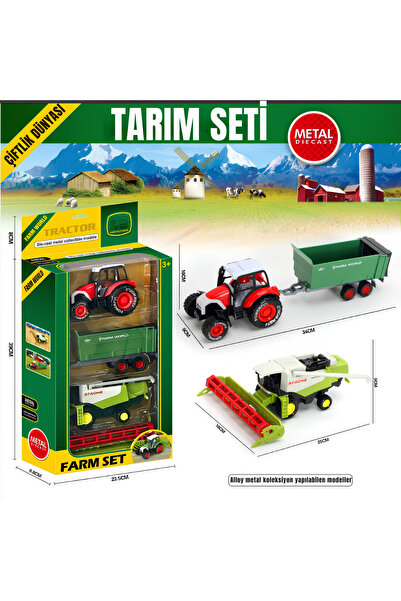 KentOyuncaK Oyuncak Tarım Seti - Traktör Römork ve Biçerdöver 3'lü Çiftlik Ar...