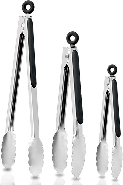 GENERAL 3-Pack Household Food Tongs Set 7 inch 9 inch 12 inch Heat Resistant ...