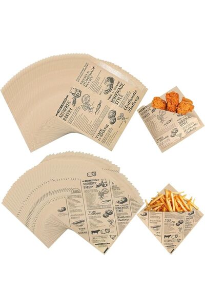 NALACAL Greaseproof Burger Paper, 100 Sheets, 15x15cm, Oil & Waterproof, Vint...