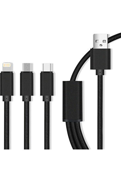 MaXlife Κανονικό Καλώδιο USB σε Lightning, Type-C, Micro USB 2.1A Μαύρο 1μ OE...