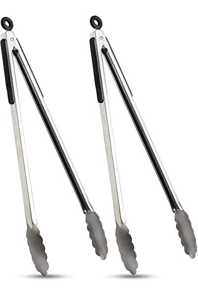 Generic Premium locking grill tongs set of 2-16 inch heavy duty long kitchen ...