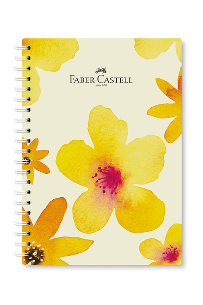 Faber Castell Karton Kapak,Flowers Defter,100 Y,Kareli,80 gr Kağıt,Spiral,1 Adet Karma Renk Gönderilir