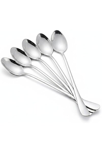 Sweet seven Long Handle Spoons, Sleek Silver Stirring Utensils, 10-Piece Stai...