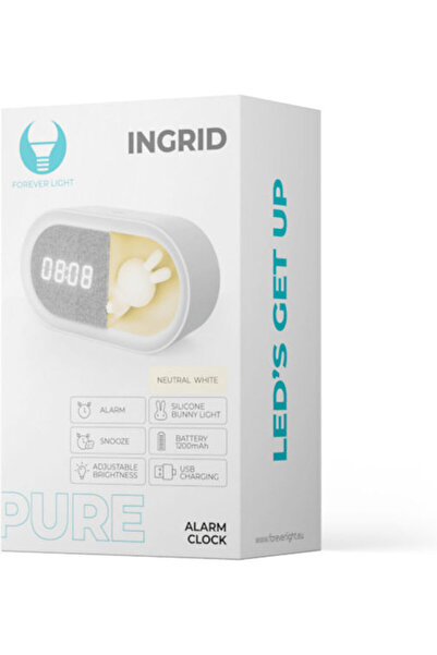 Pure Ξυπνητήρι LED Φωτάκι Νυκτός Κουνελάκι Fnl-05 Ingrid Λευκό Φως Αιώνιας Λά...