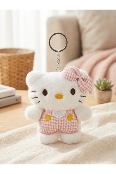 Genel Markalar 7 cm mini boy kazayagi desenli Hello kitty Pelus anahtarlık