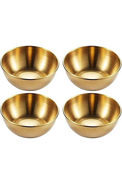 Yelajoy Sauce Dishes (4 Pcs, 3.1inch) - Stainless Steel Gold Round Seasoning ...