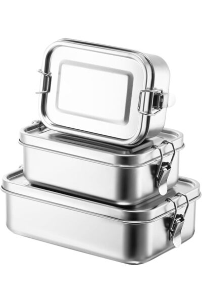 Umigy Stainless Steel Food Containers, 3 Sizes, Undivided, 3 Pcs