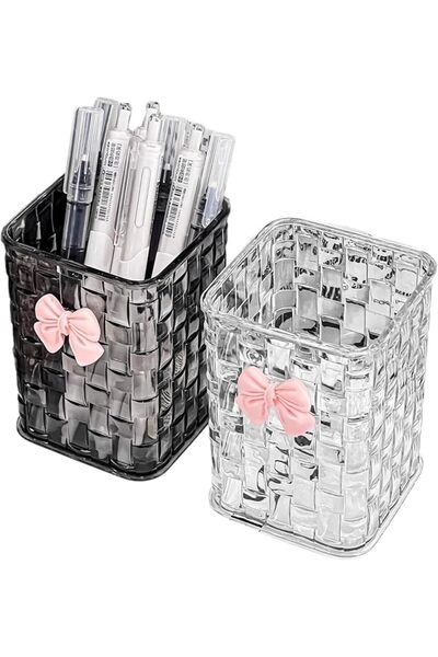 Tazweeq Acrylic Pen Holder for Desk, Clear Pencil Organizer and Makeup Brush ...