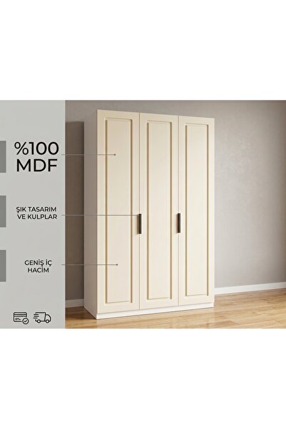 Dian Mobilya MDF 3 Kapaklı Dolap 2 Çekmeceli 4 Raflı
