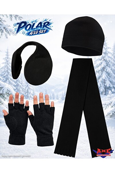 AXE SPORTSWEAR Winter Black Warm Thermal Fingerless Cut-Out Fleece Gloves wit...