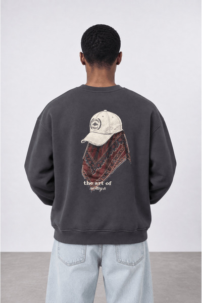 Respire Erkek The Art Of Patch Detaylı Oversize Sweatshirt Füme