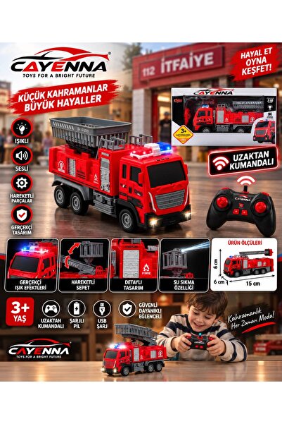 cayenna Uzaktan Kumandalı Full Fonksiyon 2.4G Şarjlı İtfaiye Aracı Hareketli ...