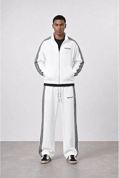 Respire Men's Nbp Stripe Detailed Doubleface Tracksuit Set Ecru