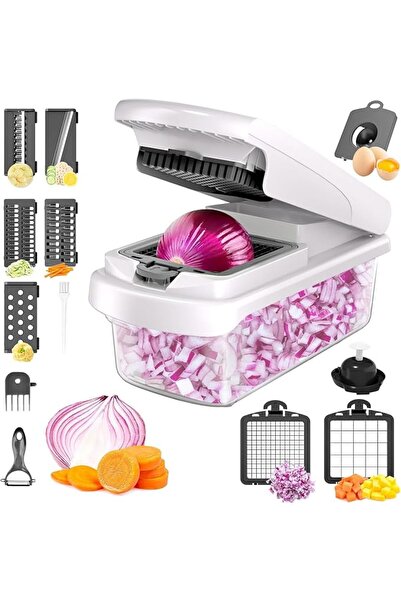 Tazweeq Vegetable Chopper, Onion Cutter with Container, Anti-slip Silicone At...