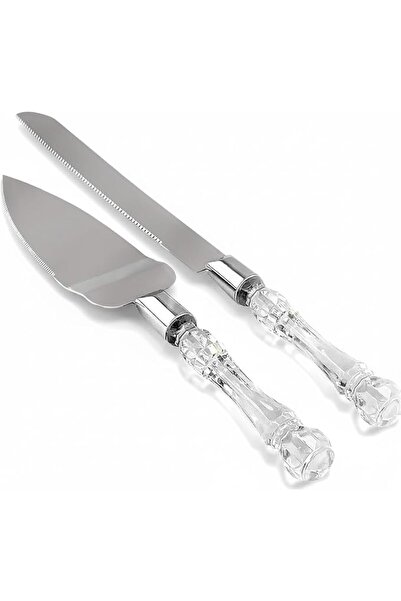 EXCEFORE Cake Knife & Server Set, Stainless Steel Faux Crystal Handle Cake Cu...