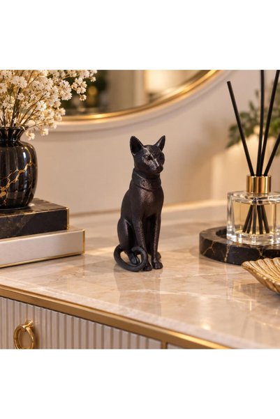 Hd Marketim Kedi Biblo Mısır Kedisi Bastet Esintili Siyah Dekoratif Figür Ev ...
